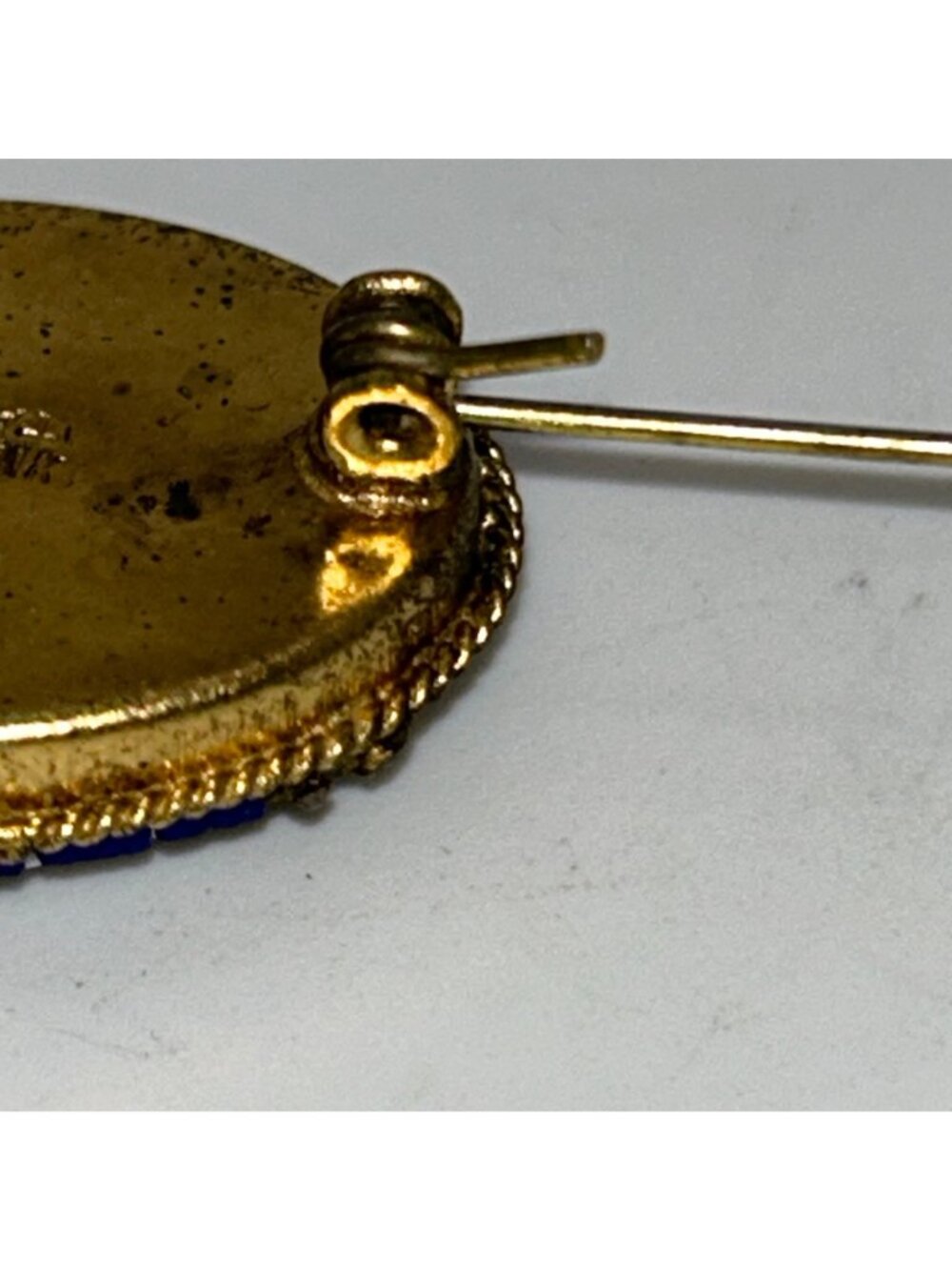 Vintage Micro Mosaic Oval Brooch Floral Gold-Tone C-Clasp Made in Italy - Picture 16 of 16